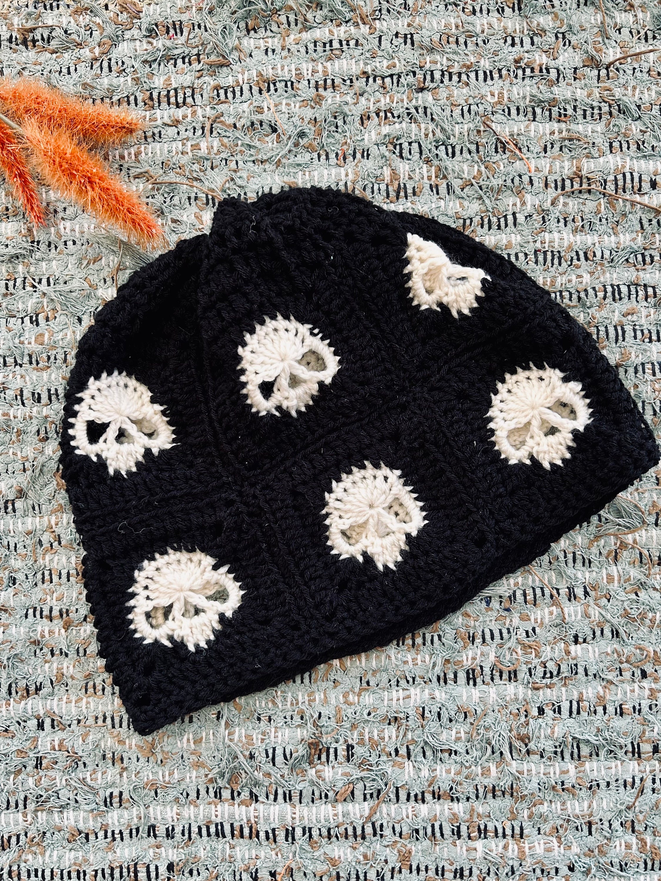 The Crush:crochet Hat,skull Hat,skull Square Beanie,skull