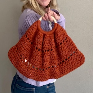 El Clem: bolso de crochet, monedero de crochet, bolso de crochet con asas de madera, bolso de verano con asa redonda, bolso de mano de crochet con asas de madera