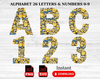 minions alphabet etsy