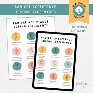 DBT Skills, Radical Acceptance, Coping Skills, Therapy Office Decor, Mental Health, CBT, ACT, Therapist Resource, Anxiety, Social Work