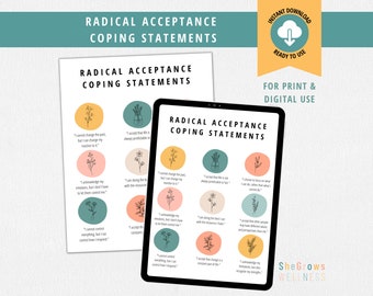DBT Skills, Radical Acceptance, Coping Skills, Therapy Office Decor, Mental Health, CBT, ACT, Therapist Resource, Anxiety, Social Work