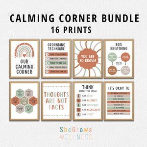Calming Corner Poster Bundle, School Counselor, Therapy Office Decor, Emotional Regulation, Coping Skills, Positive Classroom, Mental Health