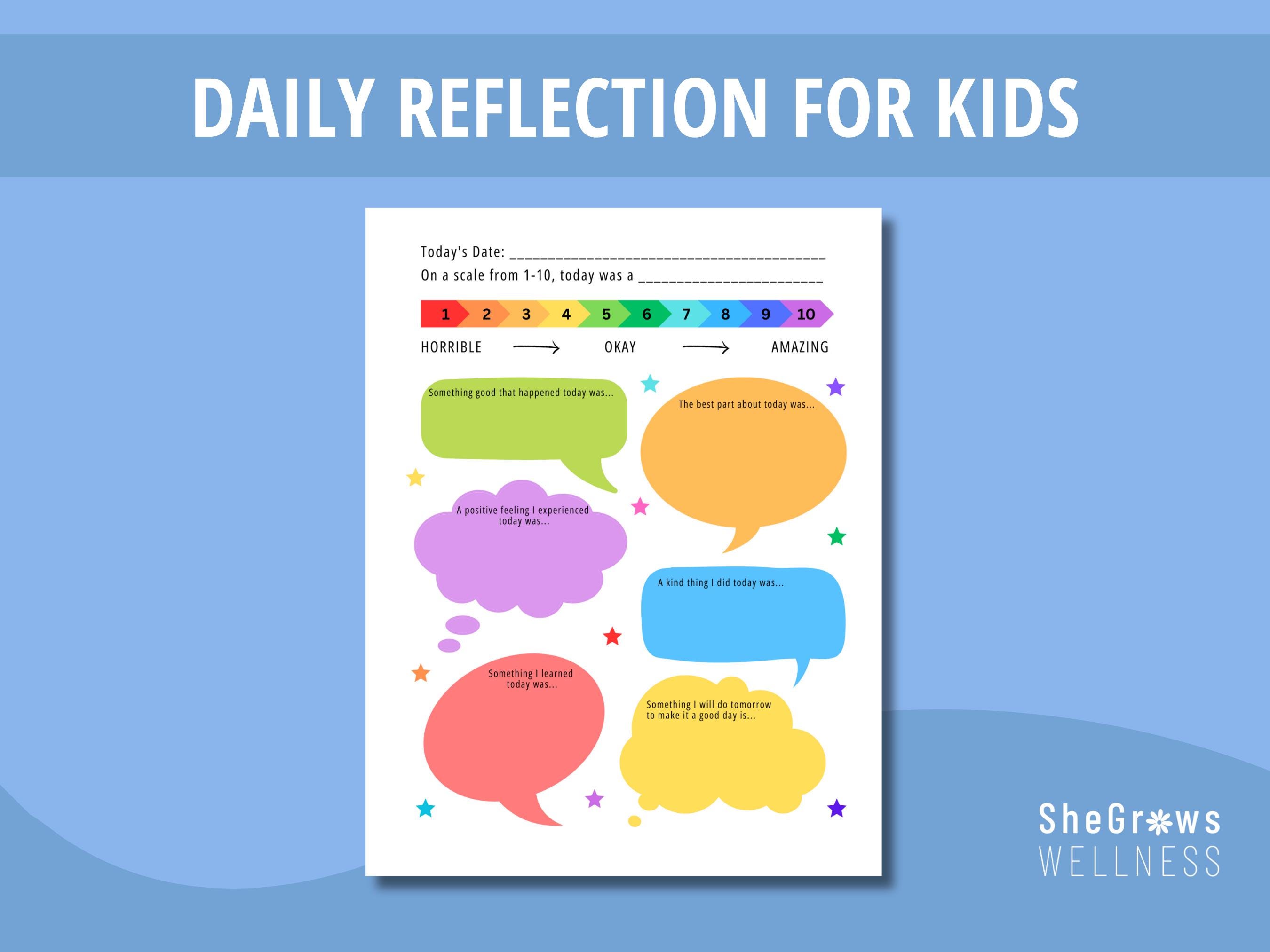 Daily Reflection for Kids, Mental Health Check In, School Counselor ...