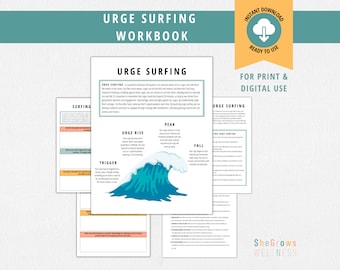 Urge Surfing, DBT, Mindfulness, Therapy Worksheet, Addiction Recovery, Coping Skills, Mental Health, Emotional Regulation, EMDR, Counseling