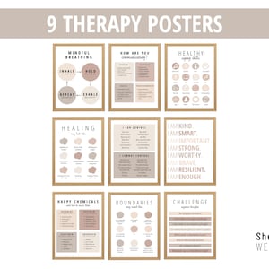Therapy Print Bundle, DBT, Counseling, Social Work, Self Care, Therapist, Psychology, Boundaries, Coping Skills, Affirmations, CBT Prints