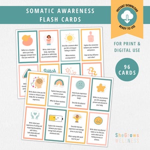 Solicitações de diário de terapia somática, PTSD, terapia de trauma, ferramenta de aconselhamento, cartões de perguntas sobre terapia, serviço social, saúde mental, cartões de registro no diário