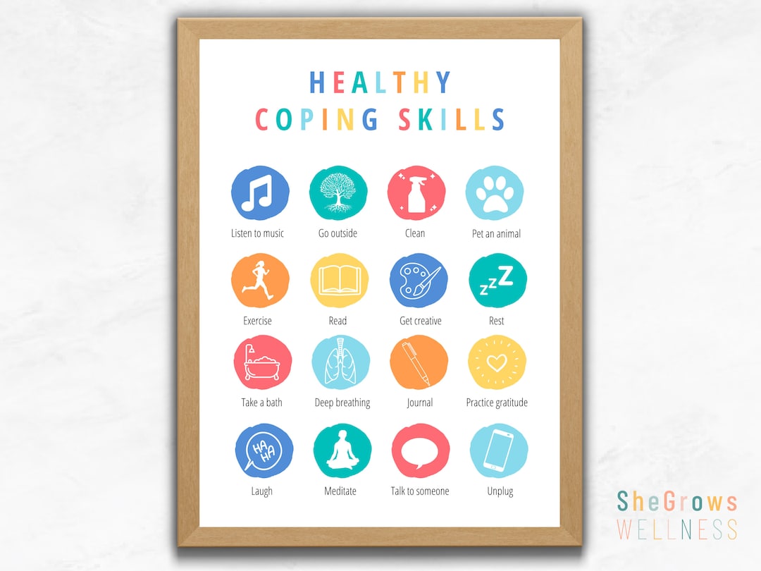 Healthy Coping Skills, Therapy Office Decor, Mental Health Print, Self ...
