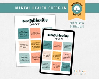 Mental Health Check In, Therapy Office Decor, Self-Care Poster, Counselor, Psychologist, Social Worker Decor, Therapist, Life Coach