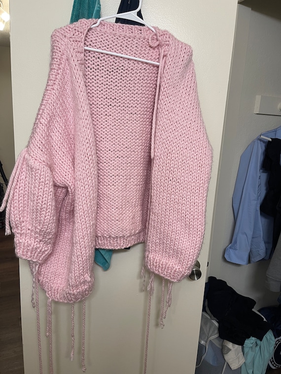 Handmade Ariana Grande Inspired Pink Knitted Cardigan Canada
