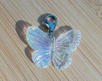 Iridescent Butterfly Zipper Pull, Stitch Marker, or Clip on Charm
