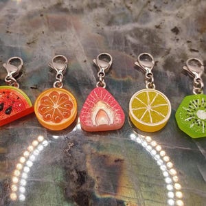 Fruit Zipper Pulls, Stitch Markers, or Clip on Charms
