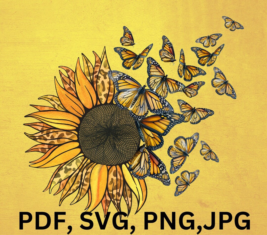 Sunflower Butterflies Tumbler Template SVG 20oz Skinny Etsy