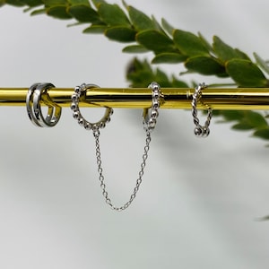 Silver ear cuff & long double earrings