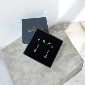 Sterling silver & turquoise small flower huggie and stud earrings