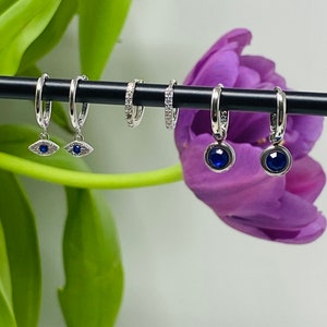 Sterling silver evil eye earrings