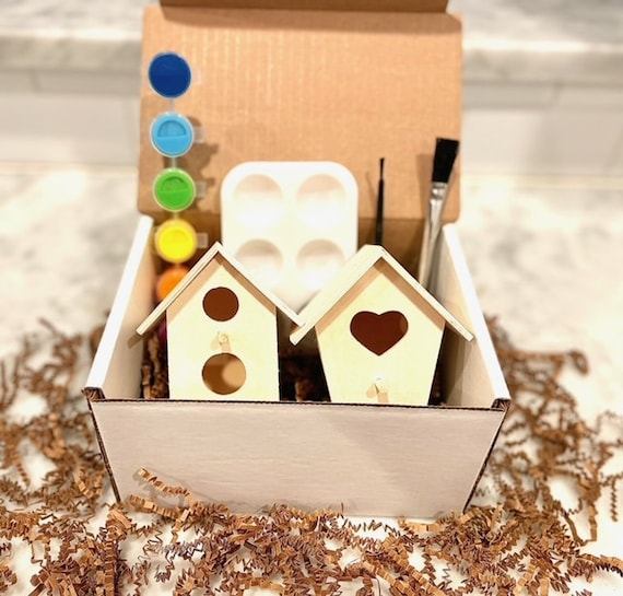 DIY kids bird house paint kit, nature,kids, crafts, kids gift ideas, kids educational, kids screen free activities, kids Christmas gift