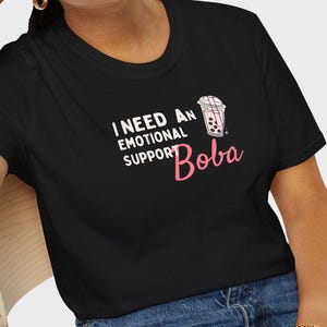 Emotional Support Boba t shirt, Bubble tea t-shirt, Funny Boba Shirt, Barista shirt, Boba Tee