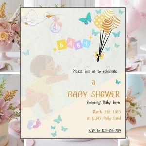 Bearbeitbare Babypartyeinladungsvorlage | Canva Vorlage | Sofortdownload | Gender Neutral & personalisierbar Einladen