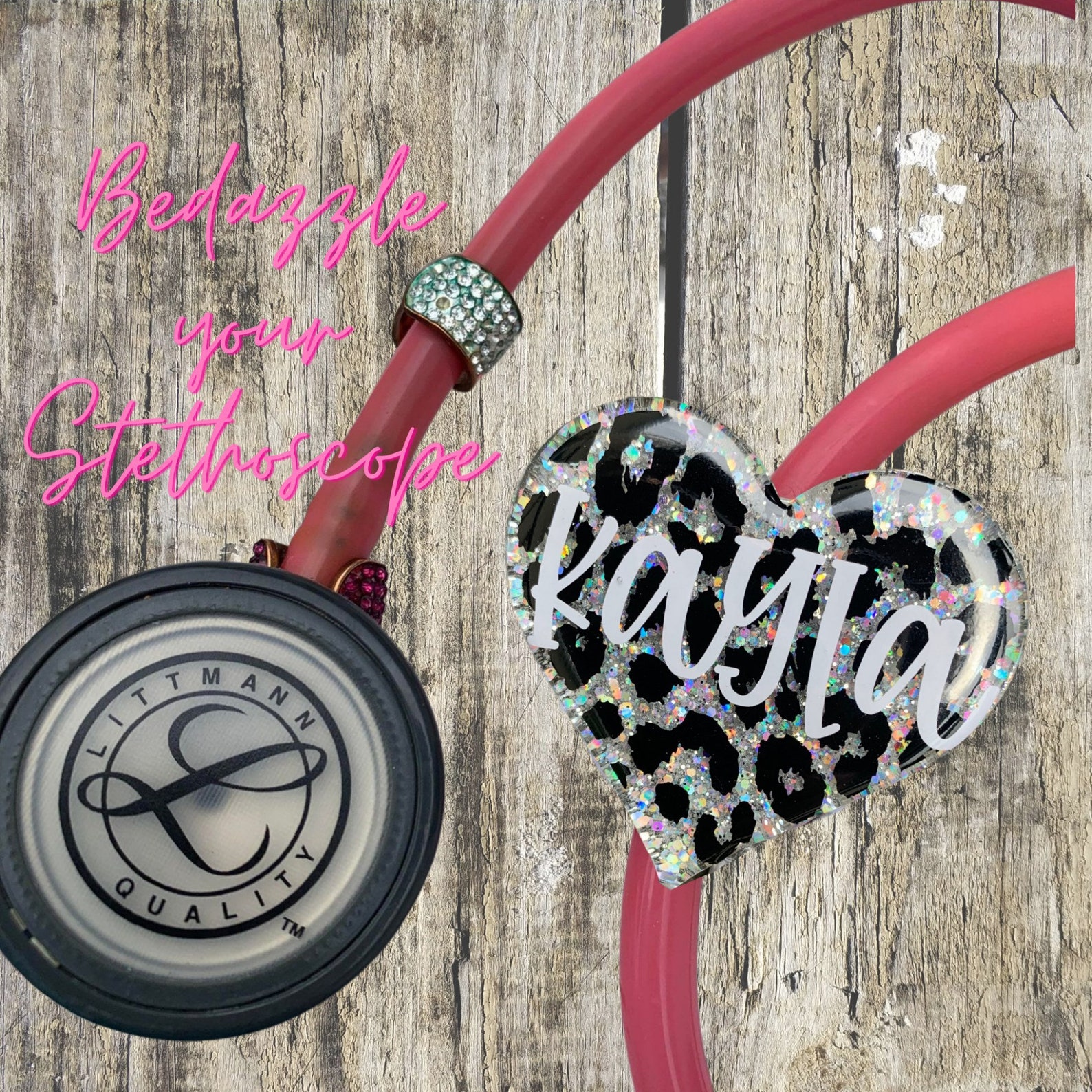 Cheetah Print Heart Stethoscope Tagglitter Stethoscope Etsy