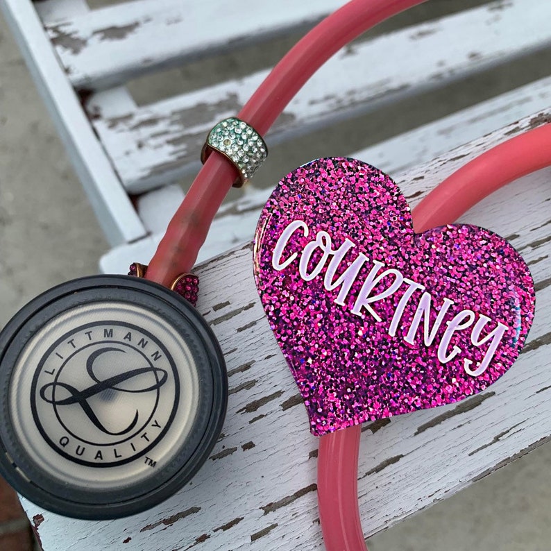Stethoscope ID Tag Heart Shaped Custom Stethoscope Tag Etsy