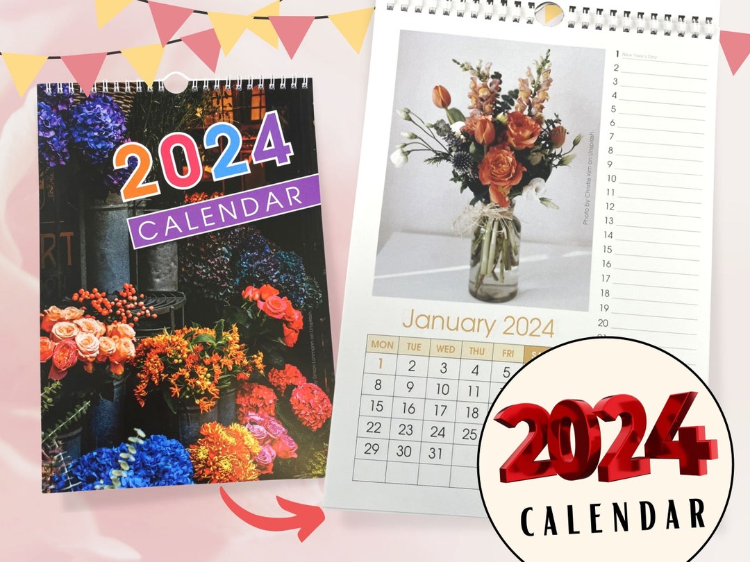 2024 Floral Calendar / A4 / Wall Calendar / Floral / 12 Month Etsy