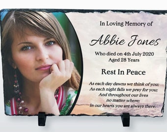 Personalised Memorial Slate, Memorial Photo Gift, Sympathy Gift, Slate Photo Frame, Memorial Plaque, Custom Made