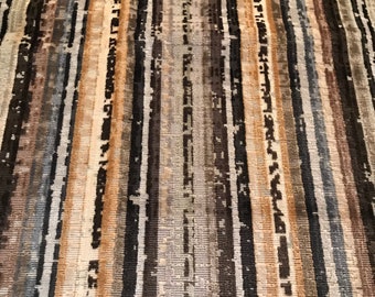 Striped Fabric Sample, Fat Quarters, Sewing Crafts Quilting, Upholstery, Pillow Making, Cushion Covers, Velvet Chenille, Seat Covers