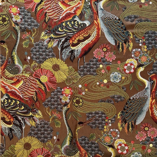 Exotic Bird Woven Fabric Sample, Needlepoint, Pheasants, Chinoiserie, Sewing Crafting Quilting, Upholstery, Pillows Cushion Covers