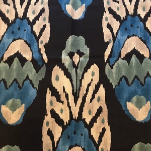 Designer Fabric Remnants Samples, Fat Quarters Squares, Upholstery Cushions Pillows, Sewing Quilting Crafts, Ikat, Abstract, Blue