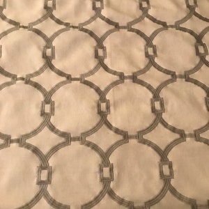 Vern Yip Fabric Sample, Fat Quarters Scraps, Crafts Quilting Sewing, Pillows Cushion Covers, Embroidered, Lattice, White, Gray, Cotton