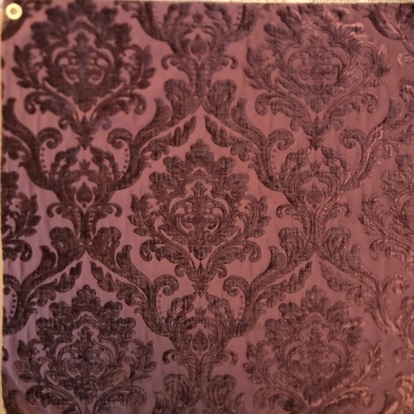 Damask Fabric Sample, Plum Purple, Fat Quarters, Pillows Cushion Covers, Sewing Crafting Quilting, Seat Covers, Sofa Chair