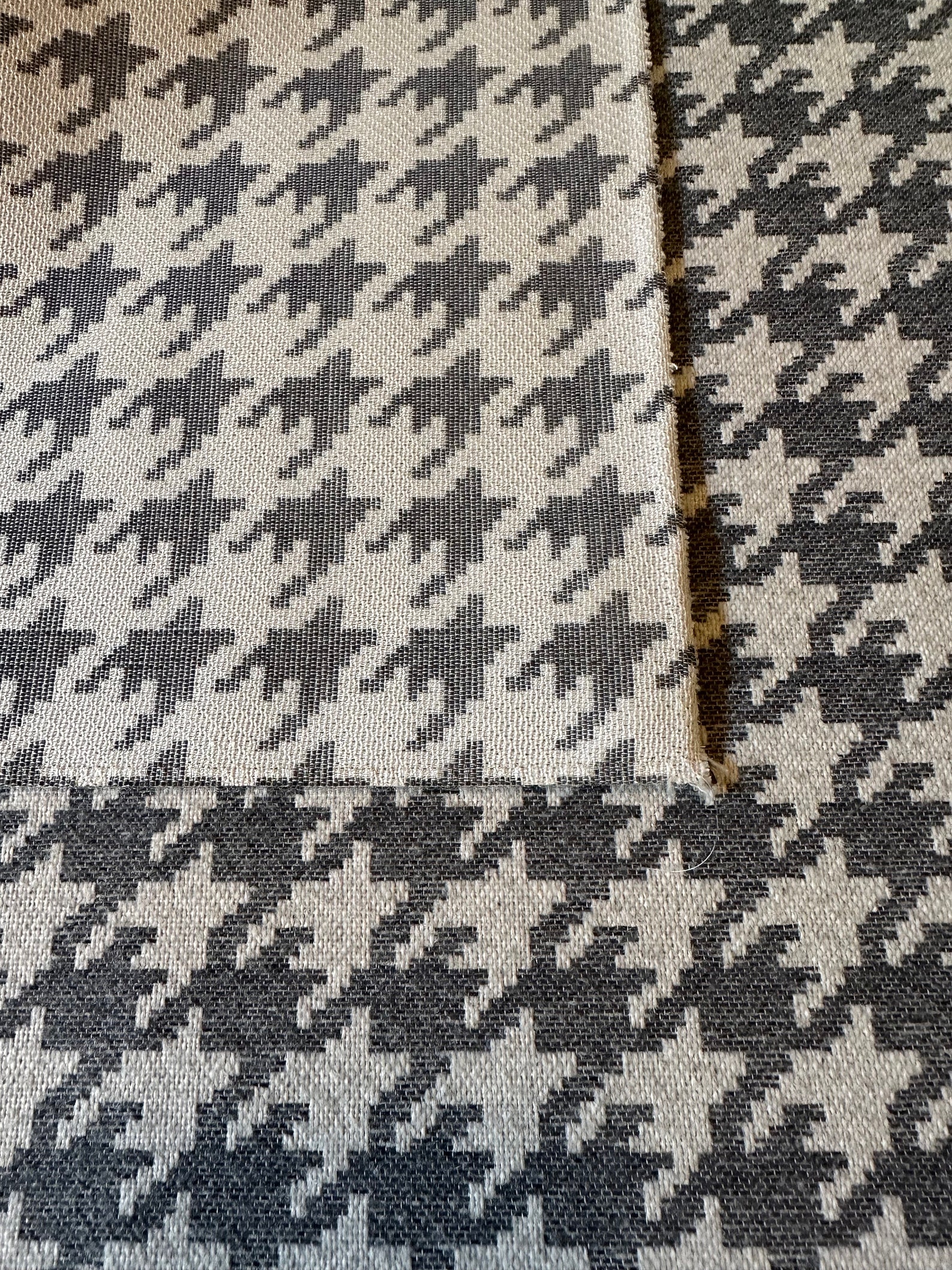 Houndstooth Pattern Fabric Sample, Grey, Stain Resistant, Easy Clean ...
