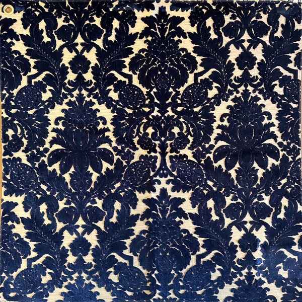 Damask Pattern Fabric Sample, Blue, Velvet Chenille, Pillows Cushion Covers, Upholstery, Sewing Crafting Quilting, Seat Covers, Velour Plush