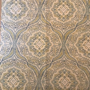 Medallion Patterned Indoor Outdoor Fabric Sample, Fat Quarters, Crafts Quilting Sewing, Pillows Cushion Covers, Green Blue, Patio Porch