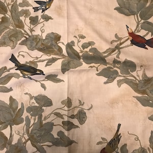 High-End Fabric Sample, Fat Quarters, Crafts, Quilting, Upholstery, Pillows, Cushion Covers, Sewing, Birds, Cotton, Beige, Green