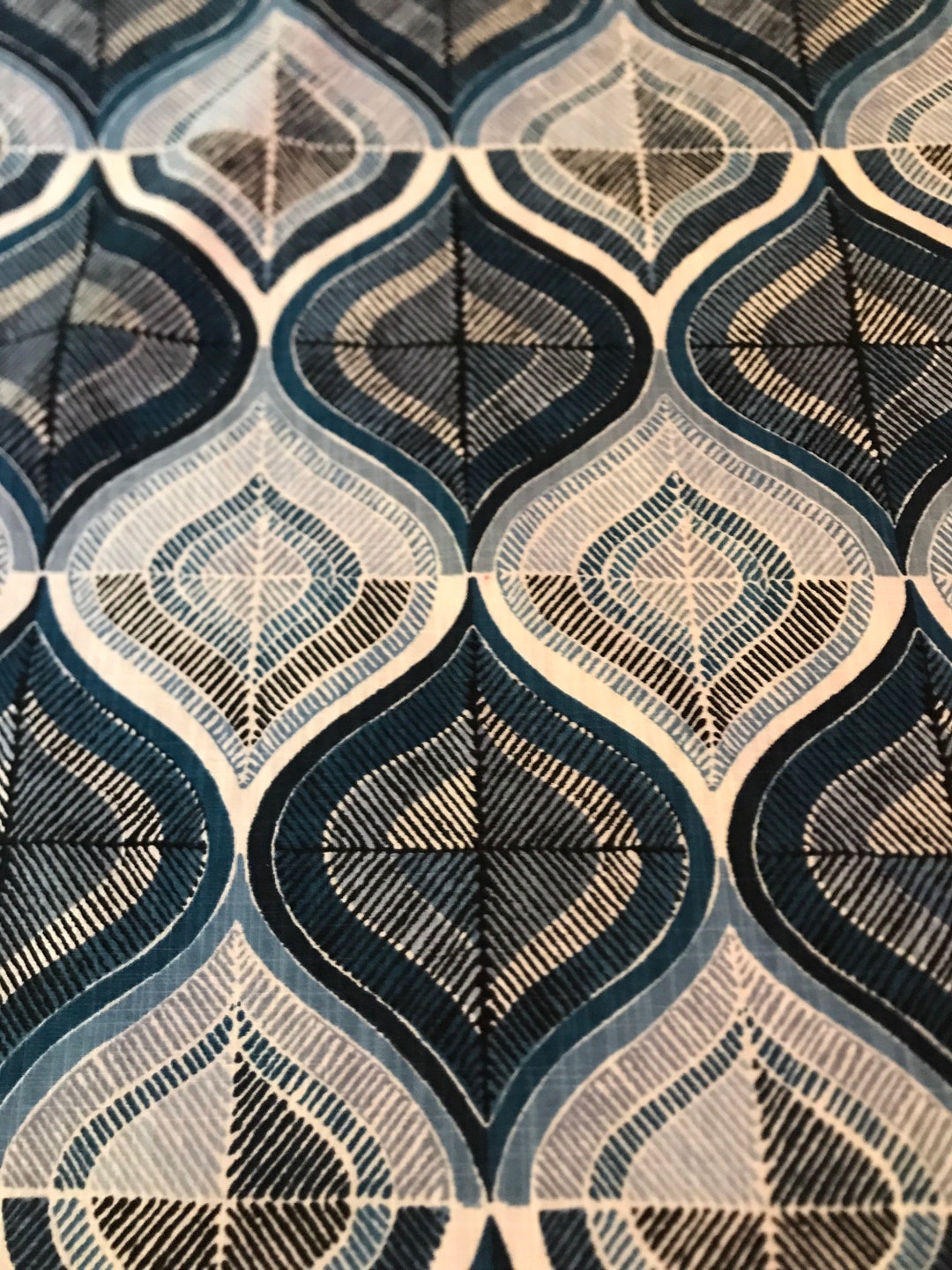 Blue Ogee Print Cotton Fabric Sample: 26