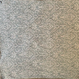 Woven Damask Fabric Sample: Aqua Beige, 25" Square