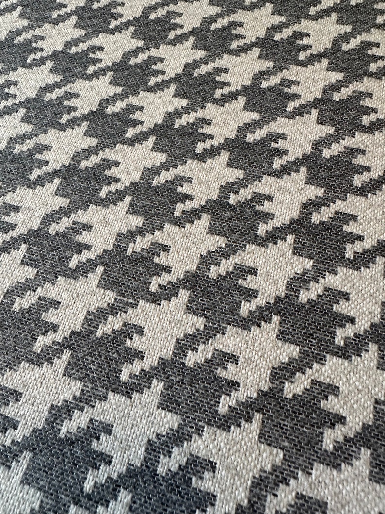 Houndstooth Pattern Fabric Sample, Grey, Stain Resistant, Easy Clean ...