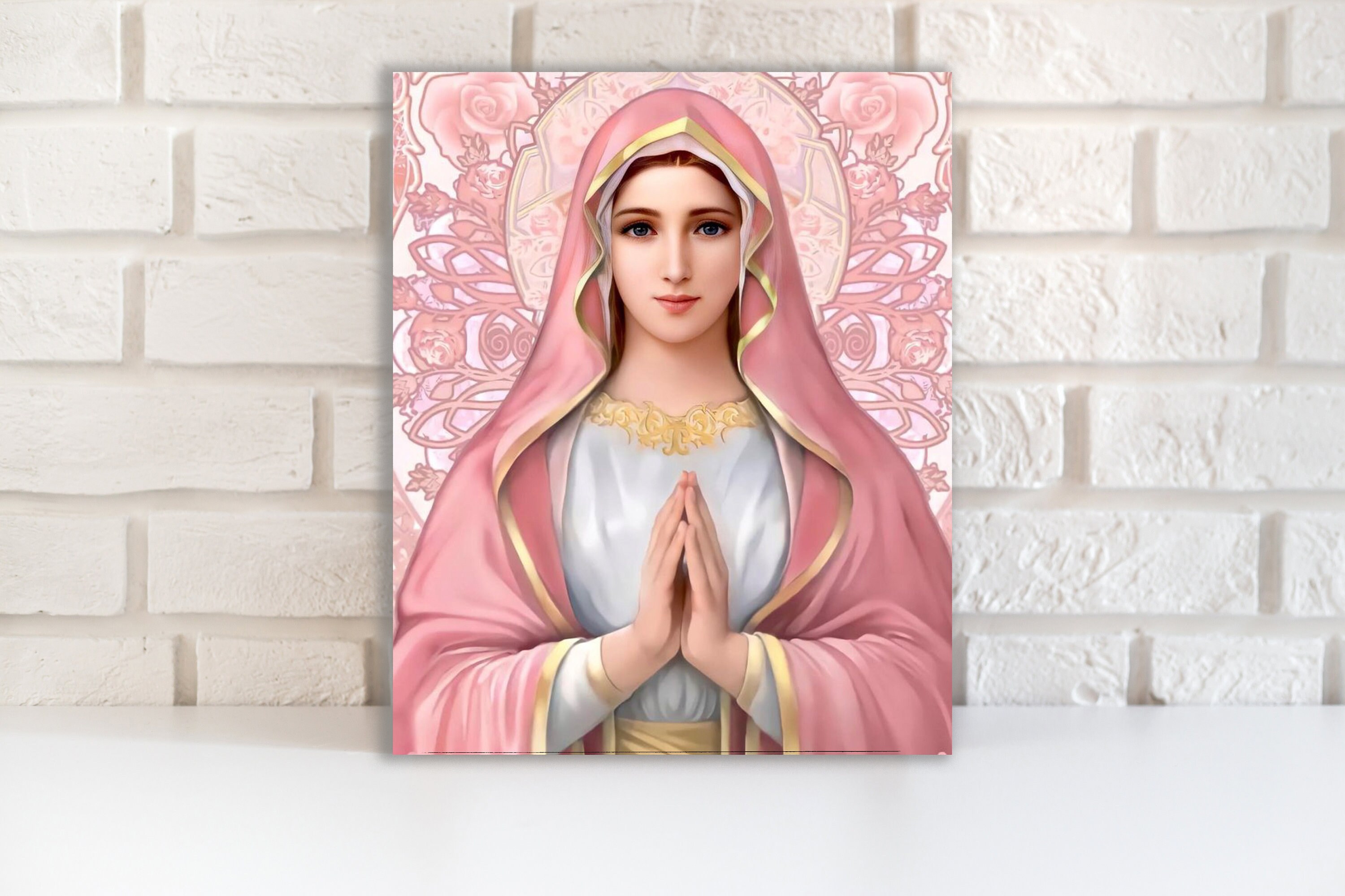 Virgin Mary Art Mary Wall Art Catholic Canvas Art Blessed Etsy
