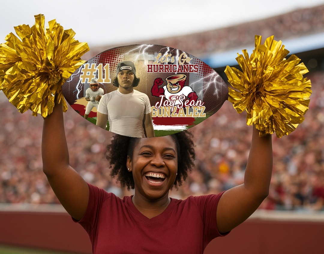 Personalized Photo Cheer Stick With Pom Poms - Etsy