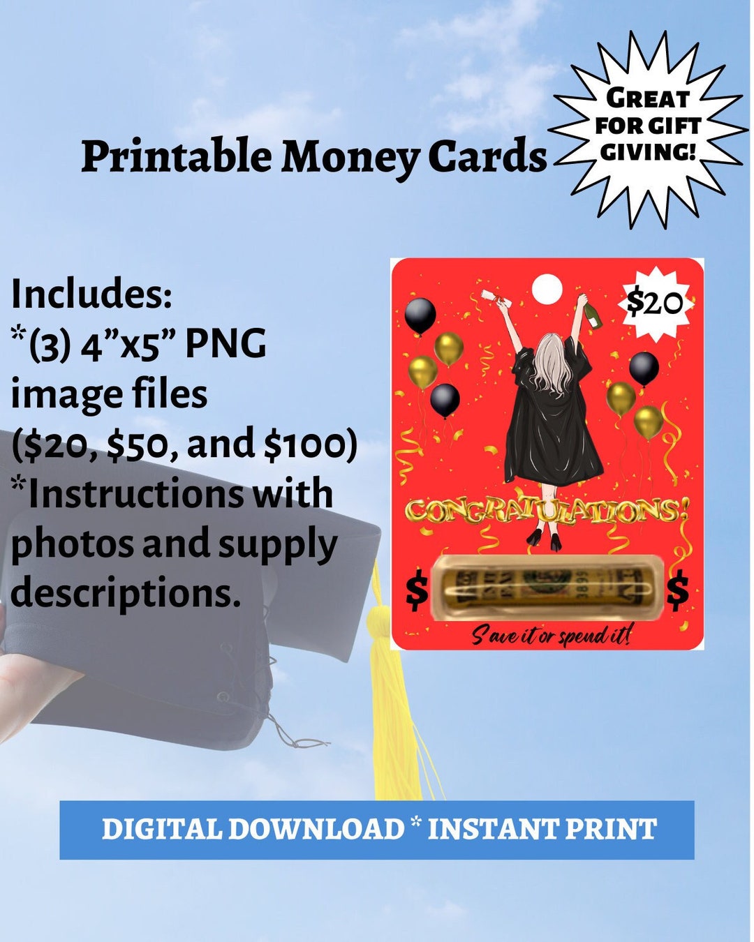 Printable Money Card - Etsy