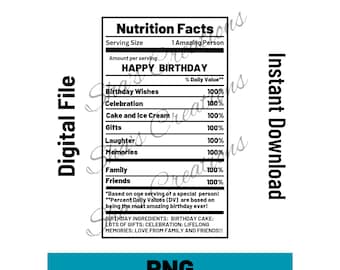 Birthday Nutrition Facts Label Unisex