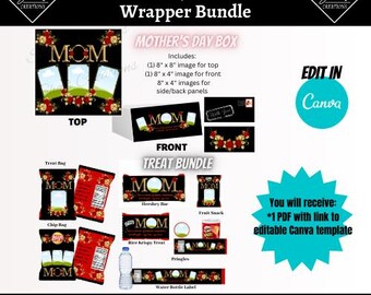 Mother's Day Photo Box & Treat Wrapper Template (Digital Download)