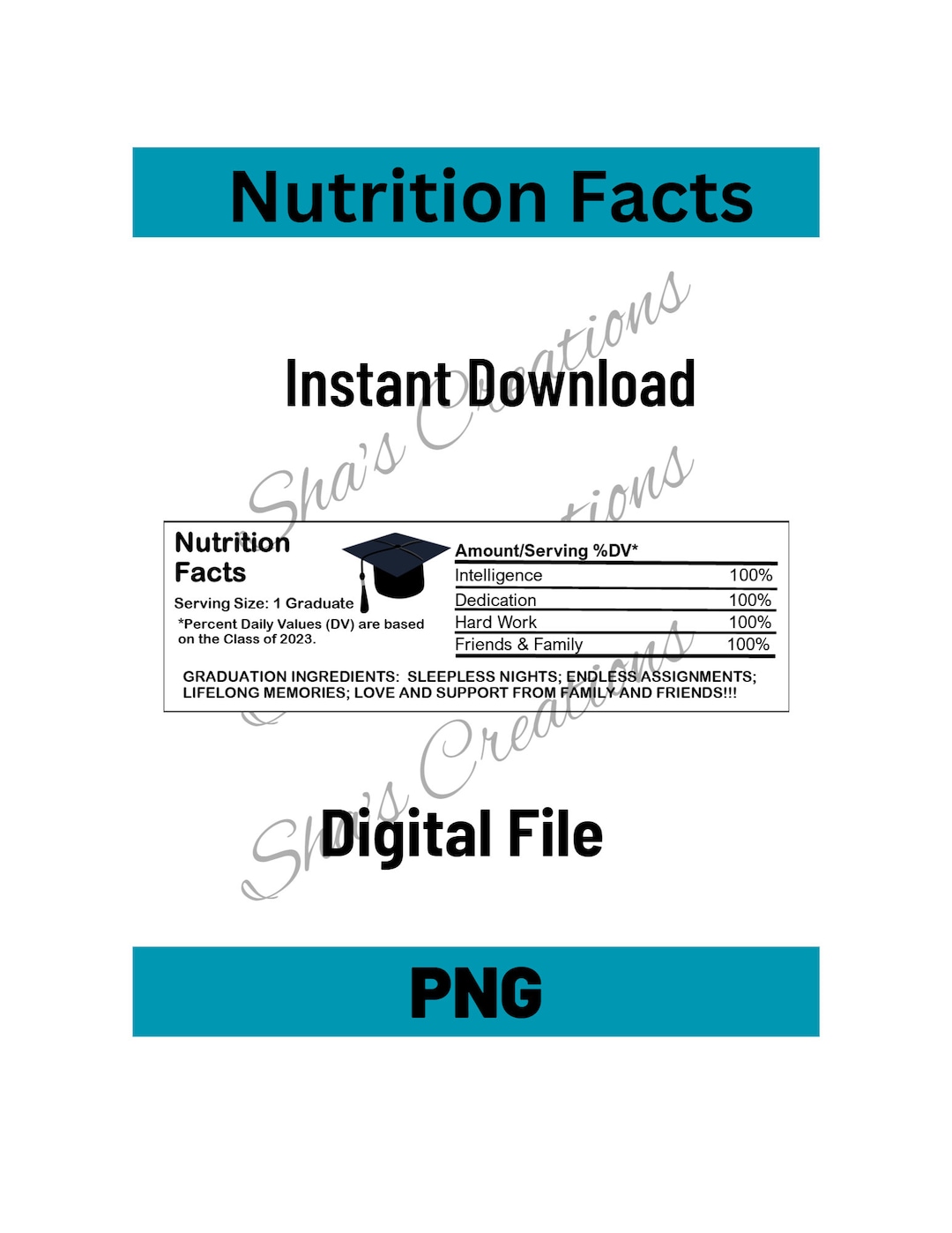 Graduation Nutrition Facts Etsy
