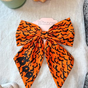 Orange Halloween Bat Bow | Boutique Hair Accessory
