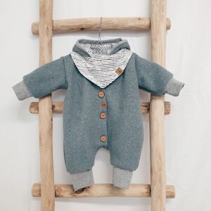 Wool suit lined, fabrics freely selectable, wool suit, mulesing-free, baby overall, wool overall