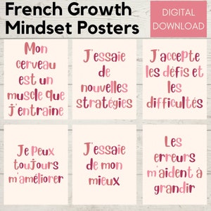 FRENCH CLASSROOM POSTERS | Growth Mindset and Motivational Posters for French Teachers