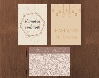 RAMADAN CARDS - Ramadan Mubarak Cards - Folded Minimal Islamic Greeting Cards - Minimal - Digital Print Art - Digital Download