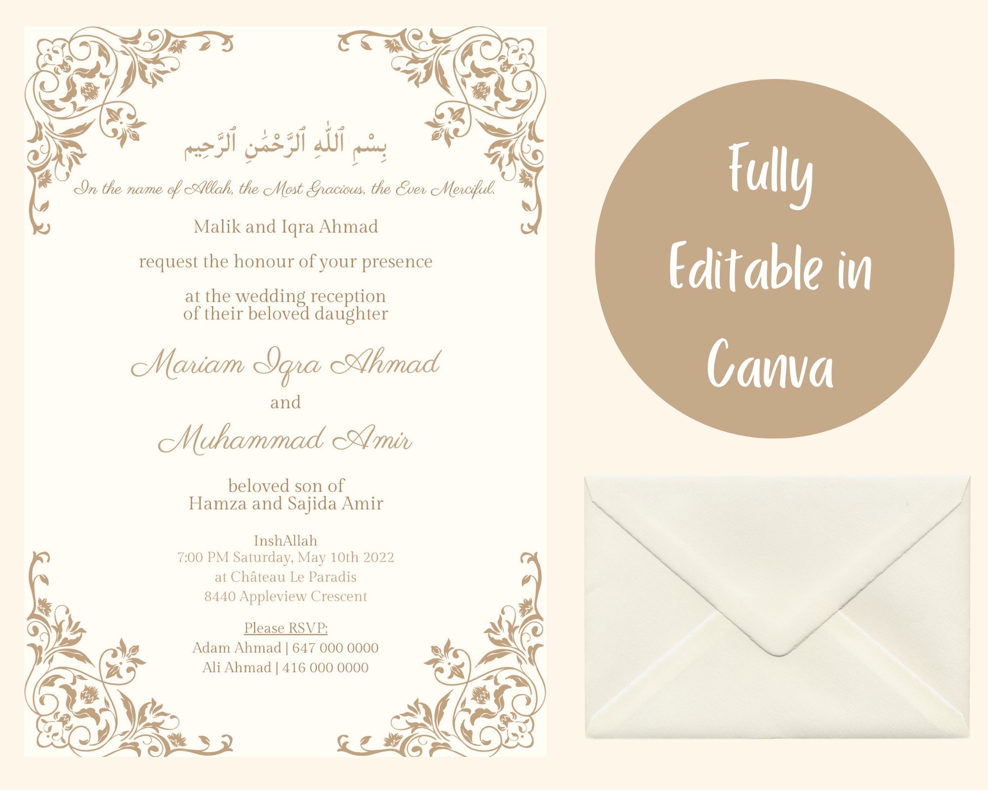 Muslim Wedding Invitation Templates Canva Muslim Wedding Invitation Templates Canva