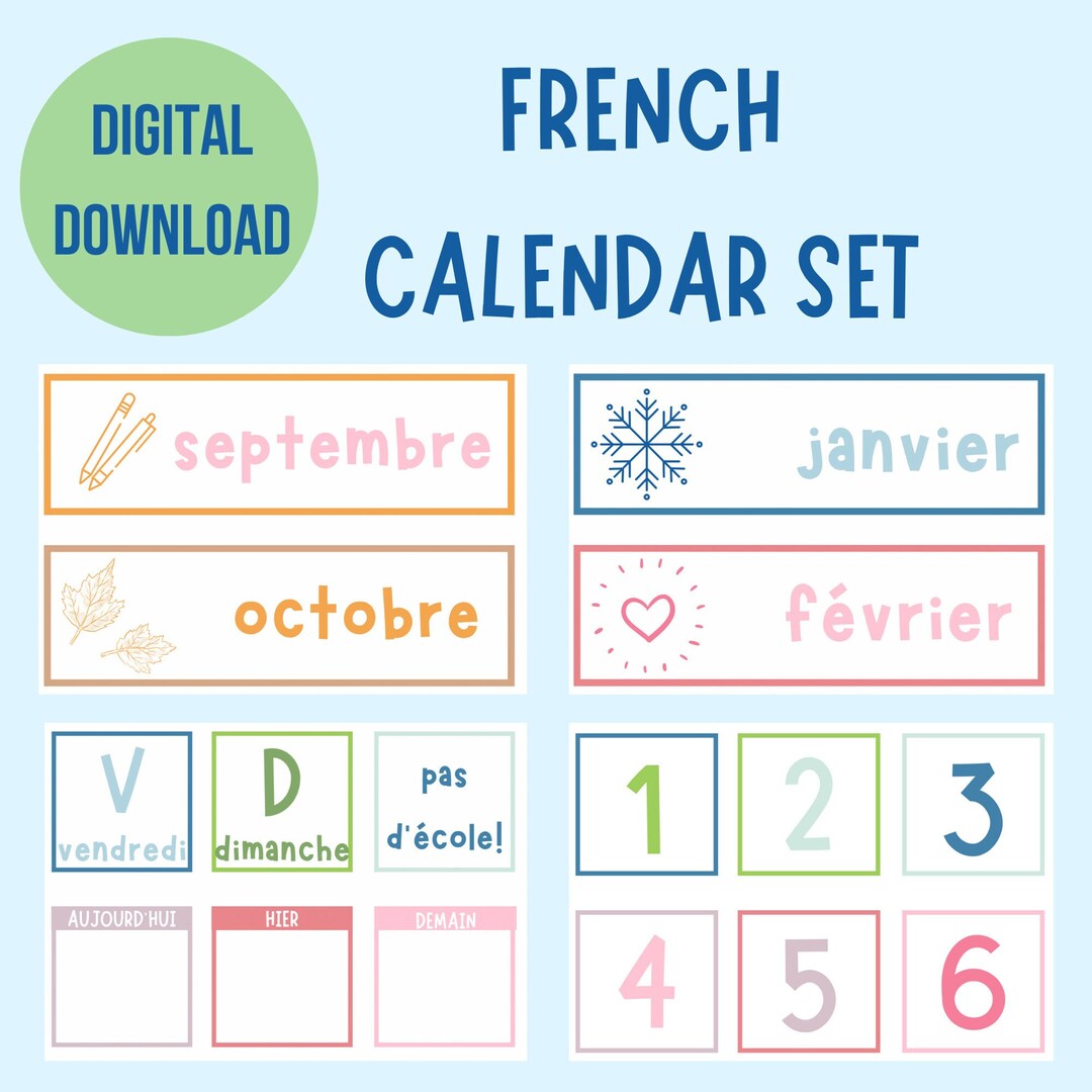 FRENCH CLASSROOM CALENDAR Pastel Minimal Calendar for French Teachers